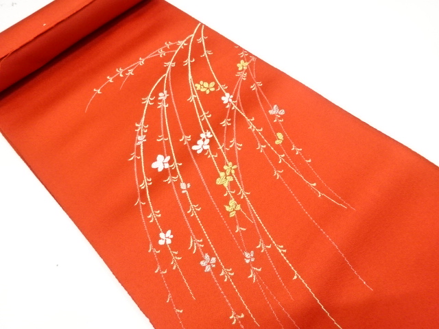 JAPANESE KIMONO / ANTIQUE BOLT FOR NAGOYA OBI / WOVEN SAKURA